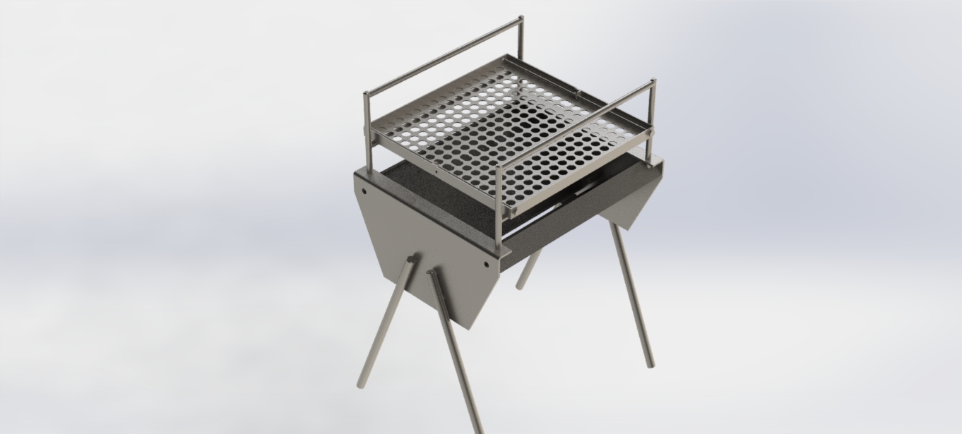 手提式简易烧烤架3D数模图纸 Solidworks设计